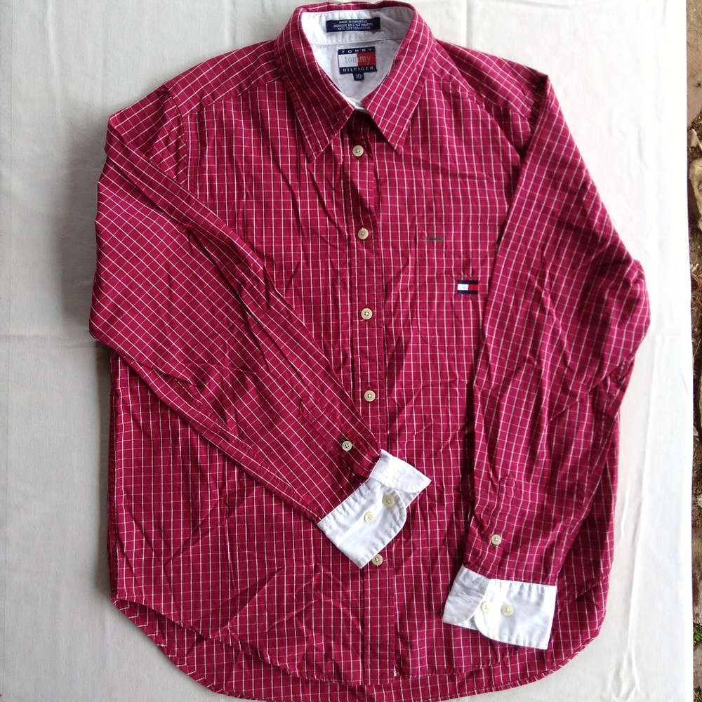 Tommy Hilfiger red button up shirt
